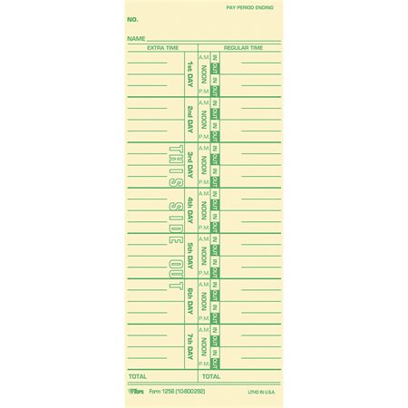 Numbered Days Time Cards