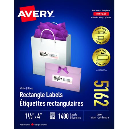 Étiquettes rectangulaires blanches Easy Peel®