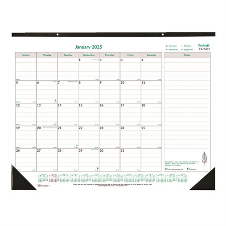 EcoLogix® Monthly Desk Pad Calendar (2025)