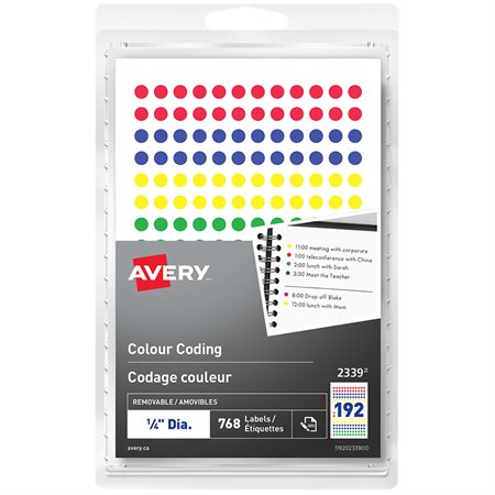 Étiquettes de codage couleur autoadhésives