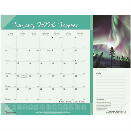 Calendrier sous-main mensuel (2025)