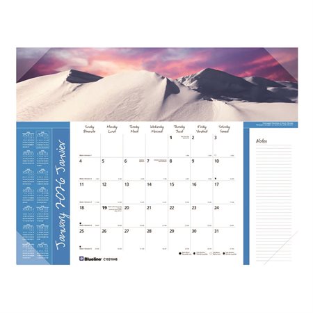 Calendrier sous-main mensuel (2026)