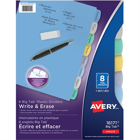 Big Tab™ Write & Erase Plastic Dividers