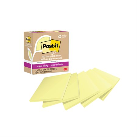 Post-it® Super Sticky Recycled Notes – Canary Yellow