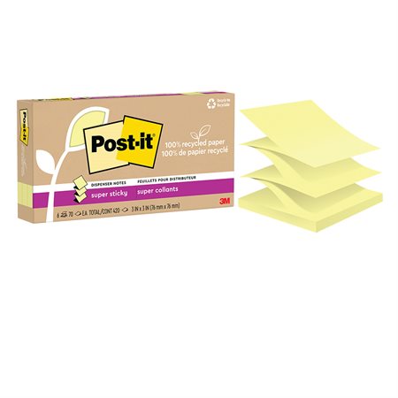 Post-it® Super Sticky Recycled Notes – Canary Yellow