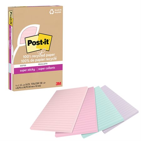 Feuillets recyclés Post-it® Super Sticky - La vie en pastel