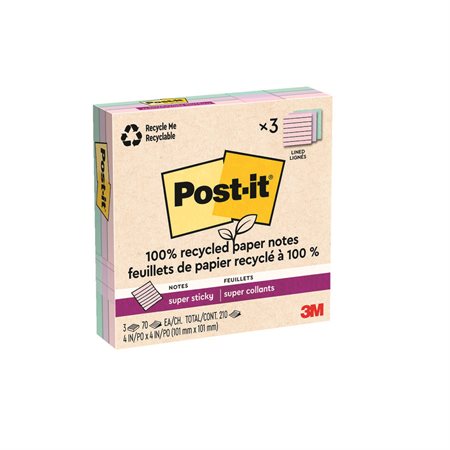 Feuillets recyclés Post-it® Super Sticky - La vie en pastel