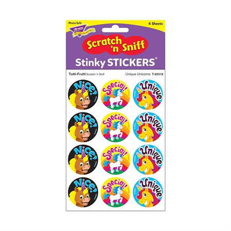 Autocollants à gratter et à sentir Licorne unique (Tutti-Frutti)