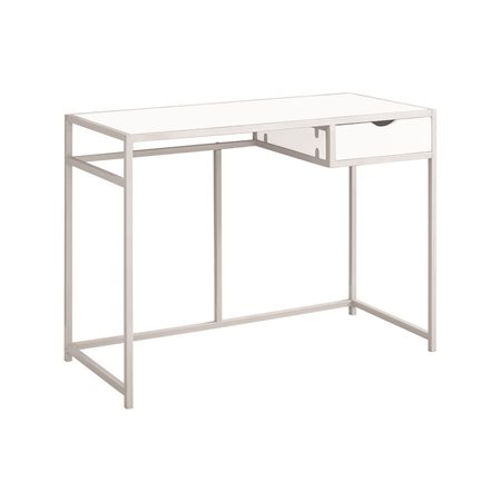 BUREAU 42" BLANC METAL ARGENT