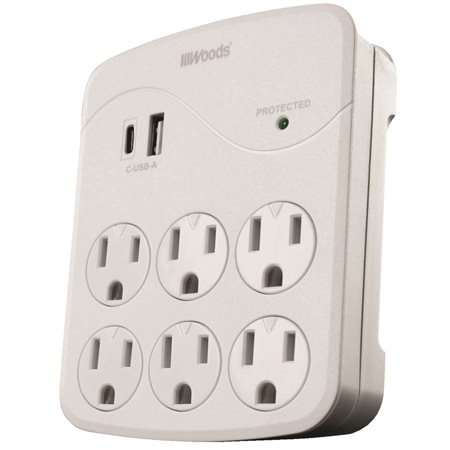 6 OUTLET SURGE POWER STRIP WH.