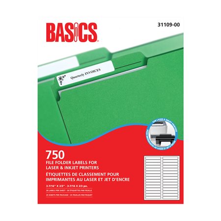 File Folder Labels for Laser and Inkjet Printers