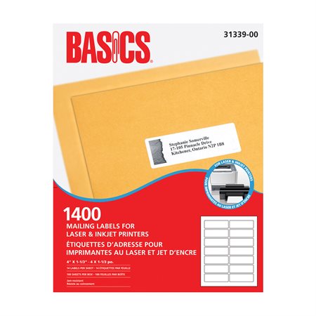 Étiquettes d'adresse pour imprimante laser