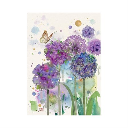 CARTE SOUHAIT: PAPILLON & FLEURS D'ALLIUM